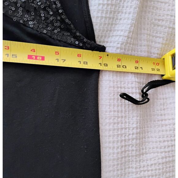 Large Vintage Black Express Mini Dress With Pockets And Sequins. Y2k. 2005. - Picture 11 of 13